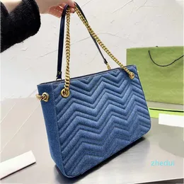 2023-Vintage Denim Tote Frauen Chian Luxurys Handtasche Klassische Designer Umhängetaschen Dame Retro High-Capacity Shopping Handtaschen