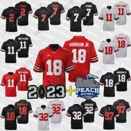 Football Jerseys 2023 플레이 오프 복숭아 그릇 오하이오 주 벅 아이 축구 유니폼 NCAA 대학 OSU CJ Stroud henderson jaxon smithnjigba