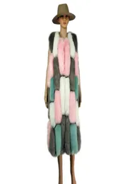 Faux Fur Vest Women Multicolor Imitation Fur Waistcoat Whole Sleeveless Long Faux Vest Coat2272724