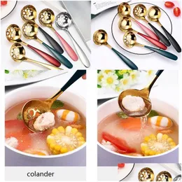 Spoons Soup Spoon Colander 304 Stainless Steel Ladle Skimmer Pot Kitchen Restaurant Utensils Drop Delivery Home Garden Dining Bar Fla Dhmgq