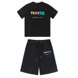 London Trendiga märkesdesigner SHOOTERS SHORT SET Herr t-shirts shorts tryck bokstav lyx svart och vit grå regnbåge färg sommar sport mode