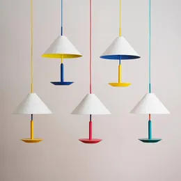 Pendant Lamps Stylish Macaron Inspired Iron Art Decor LED Lights Nordic Modern Home Bedroom Ceiling Lighting Dining Room