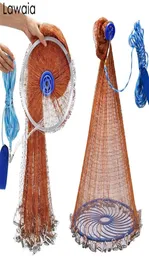 Accessori per la pesca Lawaia Cast Net Stile americano Forte cavo intrecciato Lancio a mano Anello in alluminio o lavoro blu 2209099073503