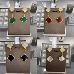 Women four leaf clover earrings luxury designer studs agate fashion brand 925silver earings Plated 18K gold for woman gift jewelry multiple styles