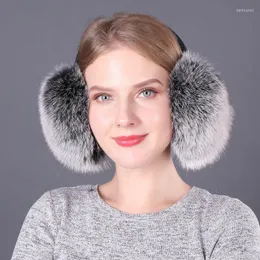 Berets Real Fur Hang Ear Cover Warm Winter Earmuffs Headwear Muffs Cold Warmer Protection Headband