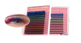 Extension de cils colorés 6 couleurs différentes Cils individuels 3D Cils de vison en soie Cils de qualité supérieure 12 lignes dans un plateau HPNESS3629402