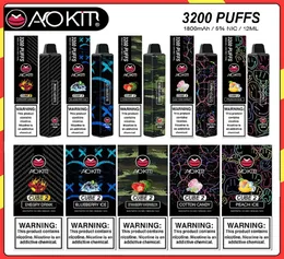 Autentico cubo Aokit 2 sigarette per dispositivi usa e getta 3200 sbuffi 12ML 5 capsule Vape preriempite 1800mah batteria disponibile xxl plus8895391