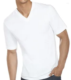 メンズTシャツ3/6パックメンズコットンクラシックVネックTシャツアンダーシャツティーホワイトシンS-XL
