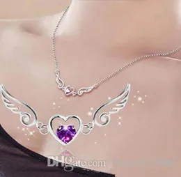 Luxury Classic 100 925 Sterling Silver Angel Wings Love Heart Necklace Fashion Wedding Jewelry Necklaces For Women Collier23579447683396