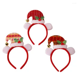 Hair Accessories Christmas Santa Claus Hat Headbands Smooth Soft Red Plaids Hairbands Kids Bells Head Hoop Xmas Party Headwear