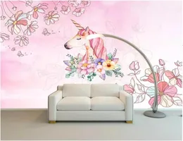 3d wallpaper custom po mural on the wall Teenage dreaming pink unicorn background wall Home decor living Room wallpaper for wal2407430