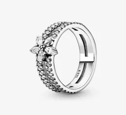 100 925 Sterling Silver Sparkling Snowflake Double Ring For Women Wedding Rings Fashion Engagement Jewelry Accessories5838630