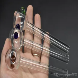 12cm Curved thick Pyrex glass tube oil pipe tobacco steamrollers Pipes with Different Colored Balancer Water oil Pipe Smoking3978986