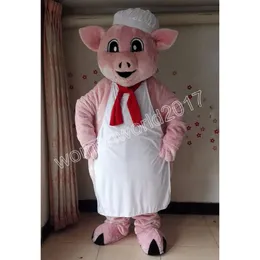Halloween Pink Pig Mascot Costume Simulação de desenho animado Time de caráter de carnaval para adultos Festa de aniversário