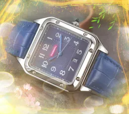 トップグレードの男性紳士スクエアデジタルナンバーダイヤルウォッチ40mmレザーバンドクロックポピュラーカジュアルクラシック雰囲気アナログカジュアル腕時計