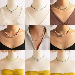 Chains Bohe Colorful Seed Beeded Mashroom Choker Necklace For Women Charms Pearl Shell Butterfly Jewelry Collar