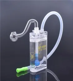 Mini Portable square bottler water Bongs hand Smoking Water Pipes Oil Rig ash catcher with glass oil burner pipe and hose6467824
