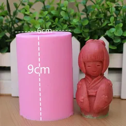 Baking Moulds Kimono Maid Little Girl Doll Silicone Soap Mold Handmade Molds Silica Gel Aroma Stone Candle Mould Cake Decorations