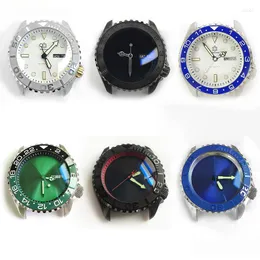 Uhr Reparatur Kits Set Sapphire Kristall Glas Lünette Einsatz Für SKX007 NH 36 35 Uhrwerk Mit Grün Luminos Zifferblatt hände Fall Teile