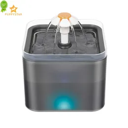 Ny Puppystar Automatisk kattvattenfontänfilter 2L LED USB Drinker för kattvattendispenser Pet Drinking Fountain för kattmatare