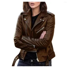 Women's Down Donsignet Women Leather Coat 2023 Top Autumn Short Spring Korean Pu Moto & Biker Slim Winter Fashion Jacket