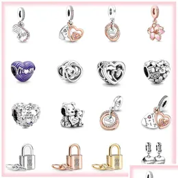 Charms 925 Sterling Silber Muttertag Mutter Herz Schloss Anhänger DIY Feine Perlen Fit Pandora Jewerly Armband Geschenk Zubehör Drop Delive Dhzkg