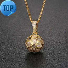 Hot Selling Street Hip Hop Sports Style Color Football Pendant Jewelry Micro Set Zirkon Hiphop Necklace