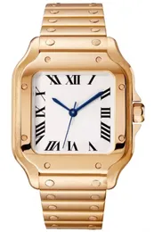 Vintage Luxury Watch Automatisch horloge voor mannen Santo Premium roestvrijstalen Montres Mouvement Baked Blue Needle Designer horloges vergulde gouden zilver XB08 Q2