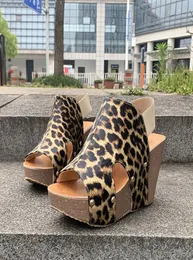 Fashion Platform Open Toe women039s Sandals 2020 Summer Leopard Print Wedge Sandals Fish Mouth High Heel Women2542457