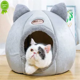 Nova cama de gato removível para sono profundo com aquecimento automático para casa de cachorro para gato em ambiente interno com colchão gaiola para cachorro espreguiçadeira cinza casinha de cachorro pequena