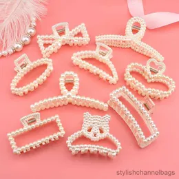 Other Style Temperament Pearl Hairpin Women Large Hair Claw Headgear Simple Grab Clip Geometric Shark Clips Hair