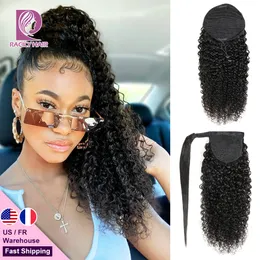 ポニーテールRacily Hair Afro Afro Kinky Curly Ponytail Human Remy Brazilian Raprours Around Ponytail Drawstring Ponytail Clip in Hair Extensions 230529