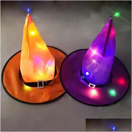 Altre forniture per feste festive Led Cappello da strega di Halloween Appeso Puntelli di mascherata illuminati incandescente per albero da cortile interno all'aperto Drop De Dhqoe