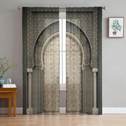 Gardin marockansk medeltida vintage dörr chiffong ren gardiner för vardagsrum sovrum hem dekoration fönster voiles tyll draperier