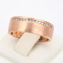Pierścienie klastra Najwyższej jakości projektowanie mody Proces rysowania drutu Rose Gold Color Lover's Pierścień Austriacki kryształ pełny Zyr378 Zyr379