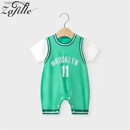 Rompers Zafille "11" Overalls for Kids Boys Clothing Sport Style Nyfödda Sleepwear Jumpsuit Patchwork Baby's Rompers Casual Girls Suits T230529