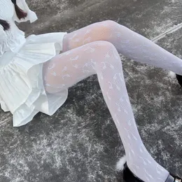 Women Socks Arrive Cherry Print Pantyhose Girl Sweet And Sexy Lolita JK Sister Uniform Collocation Plus Size Fishnet Tights White Black