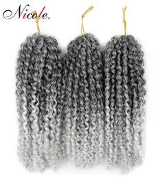Nico Hair 8inch 3PCSSet Syntetic Kinky Curly Wave flätor Hår ombre Malibob Crochet flätande hår för kvinnor9754011