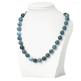 Chains Wholesale Gray And Blue 10mm Apatite Stone Making Unique Style Necklace 18inch For Party Gifts H424