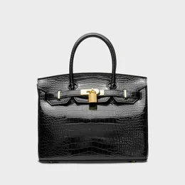 Handbas H ermes Bags Birkin Top Totes Bags 2023 New Fashion Bag Women's Lychee Pattern Crocodile Pattern Handbag K2G3
