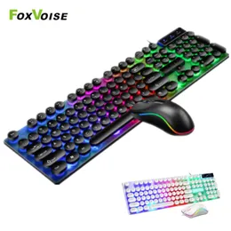 مجموعات لوحة مفاتيح Mouse Mouse Mouse للكمبيوتر PC RGB Backlit Bunk Keycaps USB سلكية مريحة للماء لوحة مفاتيح ومقاومة للماوس