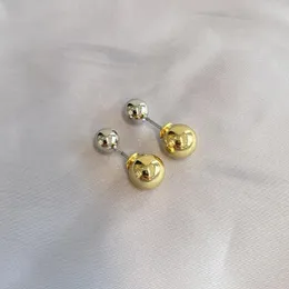 Stud Earrings WTLTC Simple Gold Sliver Color Small Tiny Ball For Women Double Side Beaded Dotted Post Front Back Studs