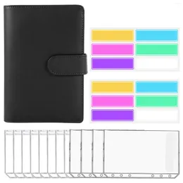 Gift Wrap A6 Binder And 12 Transparent Envelopes System Budget Planning Notepad Money Envelope Cash Black