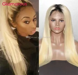 Glamorous 613 Blonde Hair Lace Frontal Wig Brazilian Malaysian Peruvian Indian 1226Inch Straight Body Wave Lace Ombre Blonde Wig2872606