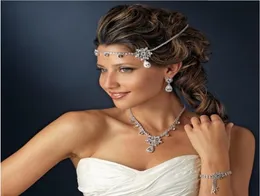 Mooie bruids voorhoofd band kettingen Silver Tone Crystal Wedding Hair Accessories Hoofdstukken voor GirlsLadies6417899