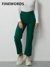 Jeans FINEWORDS 2022 Fashion Harajuku Streetwear Green Jeans Women High Waist Baggy Jeans Loose Korean Wide Leg Casual Denim Pants