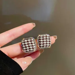 Stud Neue Koreanische Schachbrett Plaid Herz Quadrat Ohrringe für Frauen Leopard Hahnentritt Ohr Schmuck Einfache Geschenke J230529