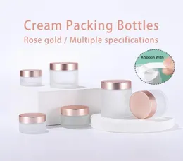 Storage Bottles Jars Clear Frosted Glass Cream Jar Cosmetic Container 5g 10g 15g 20g 30g 50g 60g 100g Rose Gold Lid Empty Pot Re4331646