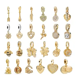 925 Pfund Silber New Fashion Charm Original runde Perlen, Gold Love Style Castle Queen Bee Anhänger DIY Zubehör, kompatibles Pandora-Armband, Perlen
