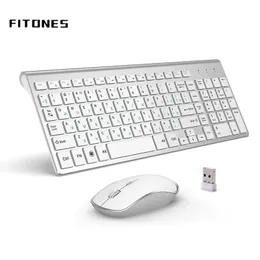 Комбинированная русская версия 2.4g, беспроводная клавиатура и мышь, эргономика, портативная полноразмерная, USB-интерфейс, Highend Fashion Siery White